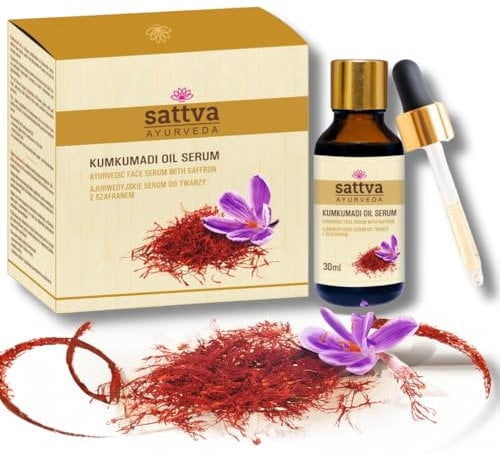 Sattva Kumkumadi Oil Serum Gesicht, Anti- Aging Gesichtsöl mit Safran für Strahlende Haut & Gegen Pigmentflecken, Skin Care Face Serum Oil - 30 ml