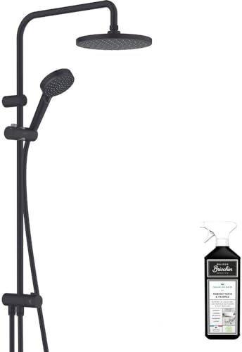 Colonne de douche ou bain douche sans mitigeur HANSGROHE Vernis Blend 200 EcoSmart noir mat + nettoyant Briochin