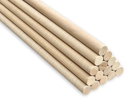 50x Holzstäbchen Rundstab Buche 6 mm x 40 cm Rundholz Holzstange Runder Stock für Holzarbeiten Dekorationen Basteln
