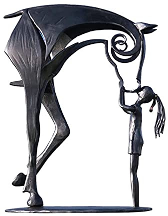 JTBDWOSK Kuss Pferd Skulptur,Metall Skulptur Metalldruck Pferd Statue, Pferd Dekoration Moderne Statue Für Heimdekoration Skulpturen Deko,Grau