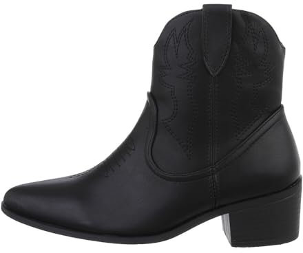 Ital Design Damenschuhe Stiefeletten Western- & Bikerboots, 9988-2-, Kunstleder, Schwarz, Gr. 36