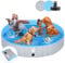 Pmgud Piscina Portátil para Perros de 180 cm de diámetropara Perros, niños, Piscina Infantil u Otros Animales, Grosor Reforzado, 5 mm, portátil y Plegable, Color Gris