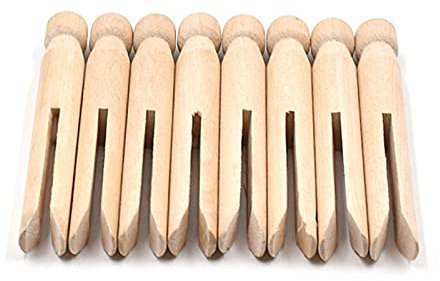 Lisher - Pinzas para ropa de madera, alicates antiguos de colegio, 50 pinzas para la ropa redondas, resistentes a las temperias Peg Muñecas tradicionales