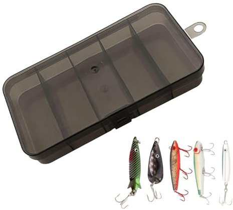 Boîte de rangement pour appâts de pêche – Boîte de rangement étanche pour leurres et leurres – Design compact pour leurres et crochets (12 x 6 x 2 cm) (noir, blanc)
