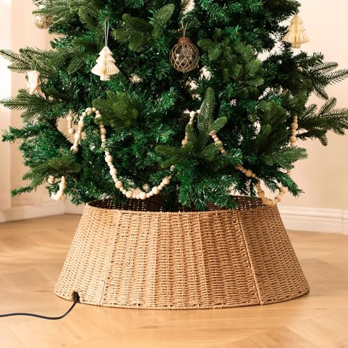 Voplintra Handgefertigter Weihnachtsbaum-Kragen-Korb-Rock, Braun, 59-106 cm, Feiertage, Baumschürze
