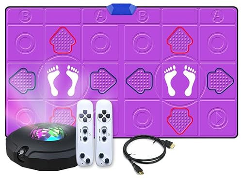 Doppelte Tanzmatte, Tanzmatte für Kinder für TV mit HD-Kamera, 3 Tanzmodi, 100 Musik, mehrere integrierte Spiele, 2 kabellose Controller, Geschenk für Jungen, Mädchen, Erwachsene (Violett)