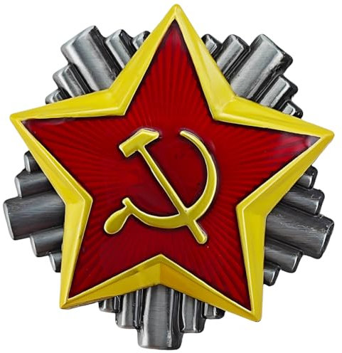 Ficsowy Soviet Explosive Red Star Badge with Socialist Symbol USSR Flag PinSoviet CCCP Red Star Sickle Hammer Symbol Emblem Lapel Pin, Zinc, no gemstone