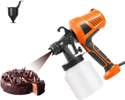 Pistola a spruzzo per torte, flusso regolabile, 500 W, pistola elettrica a spruzzo per dessert e cioccolato, per decorare torte, cioccolato, mousse, fondente, 3 forme regolabili