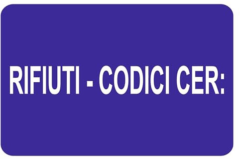 GLOBAL CARTELLO SEGNALETICO - rifiuti - codici cer - Adesivo Extra Resistente, Pannello in Forex, Pannello In Alluminio (Plastica, 20x31 cm)