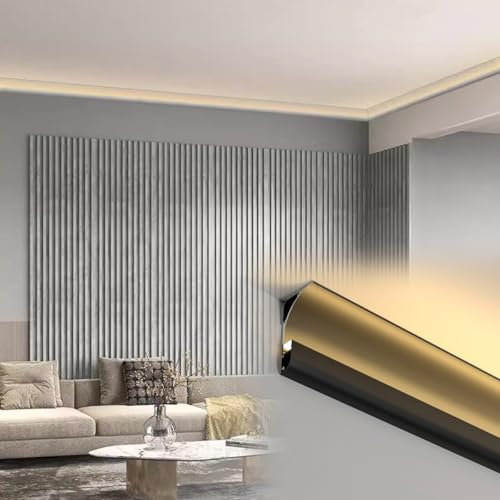 LED-Sockelleiste aus Aluminium für Decken- und Wanddekoration, indirekte Beleuchtung, lineare Lichtleiste, Sockelleiste, Schwarz, 10 Stück