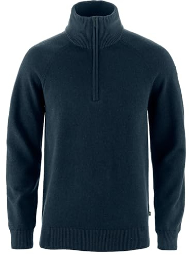 Fjällräven Övik Lite Half Zip Herren Sweater Wollpulover Dark Navy blau