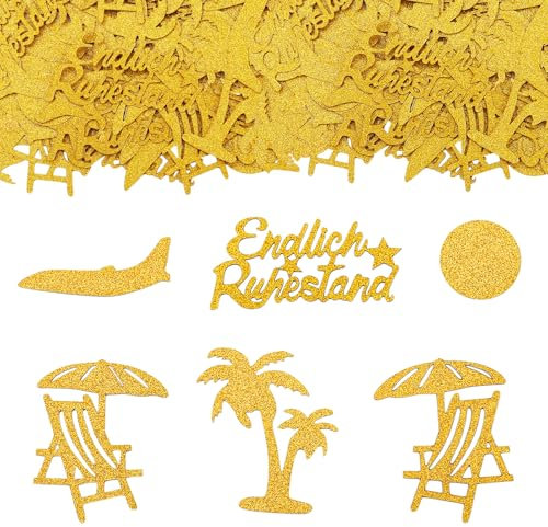 GoldRock Doppelseitiger Glitzer Konfetti Rente Deko Groß 2,5-5,5cm,100 Stk Endlich Ruhestand Deko,Streudeko Renteneintritt Geschenk Frau Männer,Abschiedsfeier Tischdeko,Rentner Party Deko für Abschied