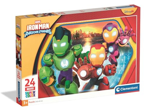 Clementoni 24829 Ironman – Puzzle 24 Maxi Teile, Starkes Marvel-Motiv für Kinder ab 4 Jahren