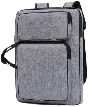 WAJJWI Kunstmappe Tasche Künstler-Portfolio-Rucksack-Hülle, vielseitige Kunsttaschen, wasserdichter Zeichenbrett-Rucksack, Aufbewahrungstaschen, Malen, Skizzieren(Grey)