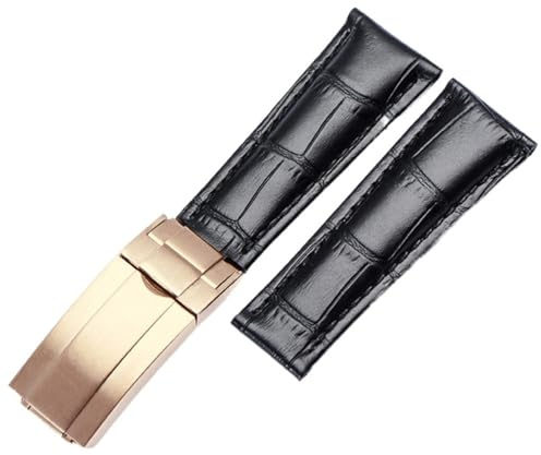 Kiaoeiuyti 20 mm Waden -Uhrenbänder Riemen für Rolex Datejust Day Datum Echtes Kuhlatten -Leder -Gurte Uhrenarmband für Daytona Folding Clasp