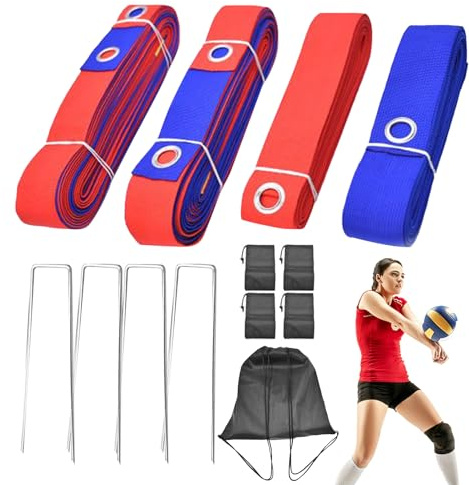 Volleyball Lines, Court Marking Set, Portable Easy Setup Weather Resistant, Sports Accessory for Beach, Lawn, Backyard Use, Outdoor, Home Volleyball Games and Training