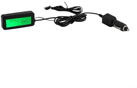 Auto LCD Digital Display Thermometer, Auto Innen Außen Thermometer 12V Fahrzeug Temperatur Anzeige Auto Innen Außen Temperatur Monitor Meter (Grün)