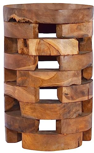 Ordellia Nachttisch Massivholz Teak, Handgefertigt, 30x45 cm, Robuster Beistelltisch für Schlafzimmer & Wohnzimmer, Einzigartiger Nachtschrank mit Öl-Lasur