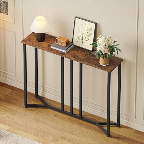 YITAHOME Konsolentisch Schmal, 20 x 80 x 80 cm, Konsolentisch Schwarz | 20 cm tief, Console Table, Beistelltisch Hoch, Flurtisch, Schmaler Sofatisch für Flur, Wohnzimmer, Schlafzimmer