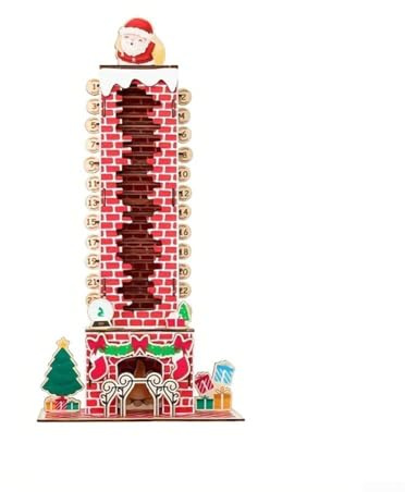 Holz-Adventskalender, Weihnachtsmann, Schornstein, Countdown, 24 Tage für Weihnachten, Feiertage, festliche Dekoration, Heimdekoration