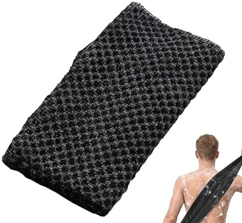 Serviette de Douche Exfoliante Ecovia en Fibres de Bambou et Charbon Actif – Exfoliation Douce, Séchage Rapide, Usage Quotidien(Profond-Noir*1pcs)