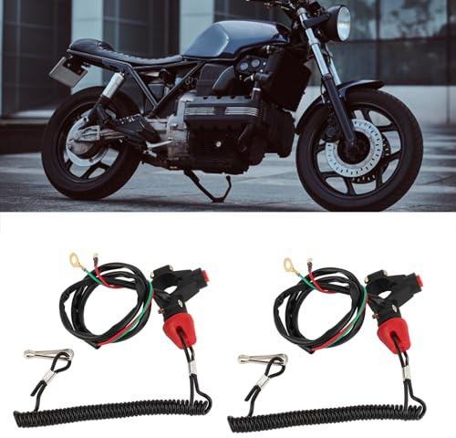 AKLOSIPY Interrupteur à Tirette D'attache de Moteur, 2 Interrupteurs D'attache de Moto avec Lanière pour Guidon de 22 Mm, Moteurs Hors-bord de Tondeuses Autoportées de VTT,