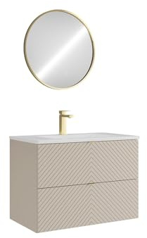Vente-unique - Badmöbel-Set Dorioni -L 80cm x B 46.5cm x H 61.6cm- MDF - beige