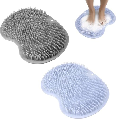 Lot de 2 brosses à pieds, tapis de bain, tapis de bain, brosse de douche, masseur de pieds, pour soins des pieds, relaxation, nettoyage exfoliant