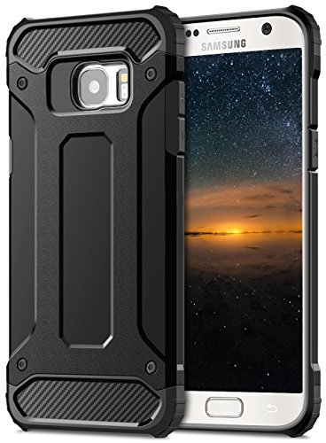 Coolden für Samsung Galaxy S7 Hülle Premium [Armor Serie] Outdoor Stoßfest Schutzhülle Case Silikon TPU + PC Bumper Cover Doppelschichter Handyhülle für Samsung Galaxy S7 (Schwarz)