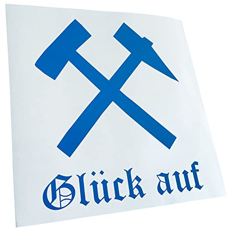 Kiwistar - Autoaufkleber - Blau - 12x10cm Glück auf! - Bergbau - Kumpel - Heckscheibe Auto Aufkleber wetterfest für Kfz LKW Mofa Truck - Sticker außen selbstklebend Tuning Zubehör für Fenster