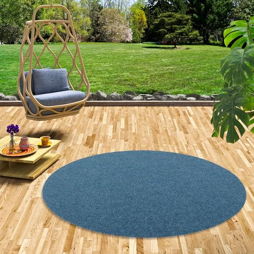 Snapstyle Kunstrasen Rasenteppich mit Noppen Kingston Blau Rund in 5 Größen