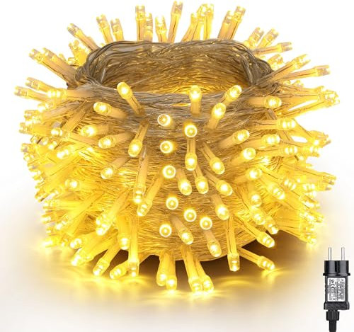 NEXVIN Lichterkette Außen, 20M 200 LED Weihnachtsbeleuchtung Außen Strom mit Timer Speicherfunktion, Wasserdicht 8 Modi Warmweiß Lichterkette Weihnachtsbaum für Außen Innen Weihnachten Party Hochzeit