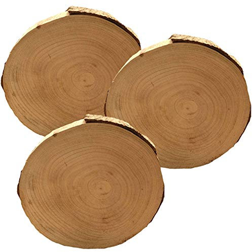 Sternfabrik 3 Stück Holzscheibe aus echtem Holz 20cm Ø ca. 2,5 cm dick Dekoration Tischplatte mit Rinde Couch-Tisch