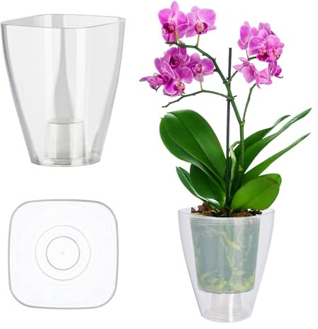 KADAX Pot à fleurs/pots à orchidées mince et sobre, pour orchidées, marguerites, cache-pot pour cuisine et salon (diamètre 12 cm, rectangulaire, transparent)
