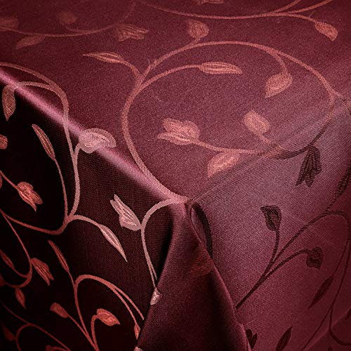 Barock Tulpe Tischdecke Tafeldecke Größe und Farbe wählbar Tulpe Dunkelrot Eckig 130 x 160 cm Damast