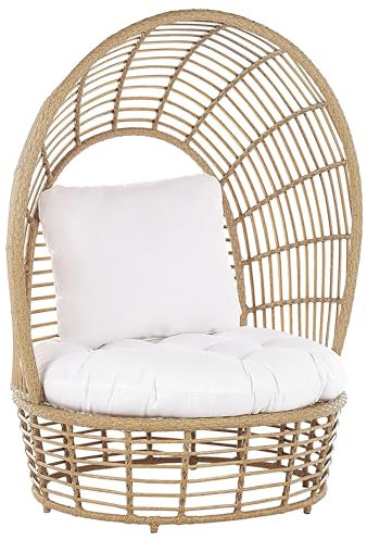 Outdoor/Indoor Korbsessel aus Rattan und Metall mit Kissen Boho Stil beige Lido