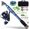 Sougayilang Angelrute und Rolle Combos, Kohlefaser Teleskop Angelrute 12 +1 BB Spinning Reel mit Tragetasche für Salzwasser und Süßwasser Angelausrüstung Kit Angelrute-B27