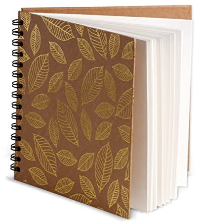 Album auf einer Spirale GOLDEN LEAVES, 20x20cm, Elfenbein, 180gsm, 30 Blatt, Happy Color