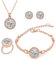 TOFBS Set Gioielli Donna Rotondo Cristallo Zirconia Cubica Collana Bracciale Orecchini Anello Lusso Elegante Brillante