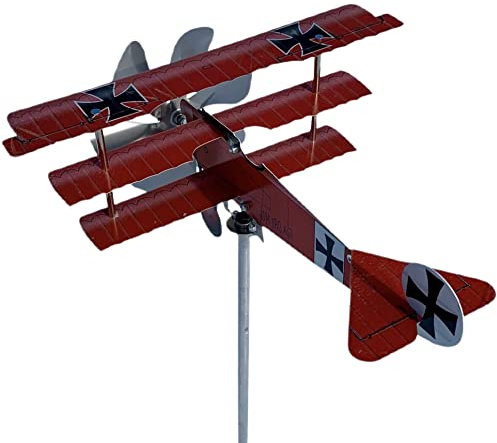 Aereo girandola segnavento modello Fokker Dr I, Barone Rosso, in Acciaio Inox su cuscinetti a sfera, Prodotto in Italia