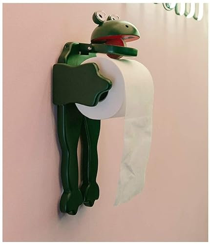 ZQDMYT Porte-Papier hygiénique en Bois Massif , Porte-Rouleau de Papier Grenouille , Boîte à mouchoirs multifonctionnelle créative , Accessoires de Rangement Suspendus , Vert