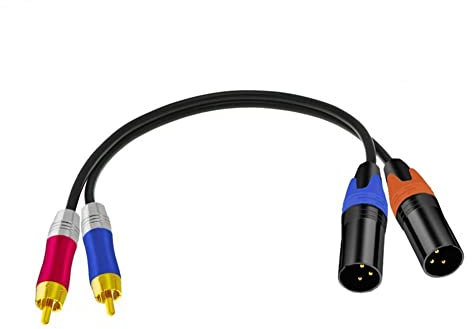 Desconocido Cable para micrófono 2 XLR Macho a 2 Hembra RCA Cable portátil Conector de Contacto Estable Cable de Audio estéreo for Amplificador (Color : 1M)