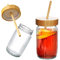Vilde Trinkglas mit Bambusdeckel und Trinkhalm Becher Glas 500 ml