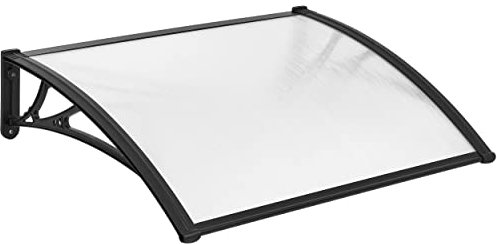 costoffs Front Door Canopy Outdoor Awning Rain Cover Window Garden Shelter Porch Awning Shelter Patio Roofing Sun Rain Protection, 100x80 cm, Black