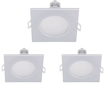 3 Pezzi Faretti Led da Incasso Quadrato, Dimmerabile Con Triac Dimmer, 220V 5W 550 Lumen, 90X90X37mm, Foro 70mm, Impermeabile IP65, Quick Connettore (Warm White 3000K, Silver)