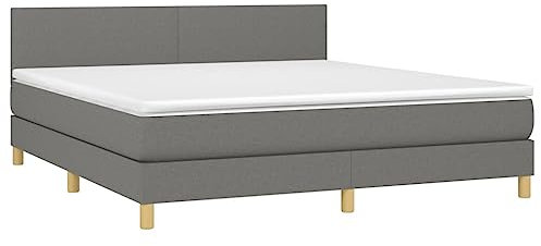 vidaXL Boxspringbett mit Matratze Doppelbett Polsterbett Bett Bettgestell Lattenrost Bettrahmen Hotelbett Schlafzimmerbett Dunkelgrau 160x200cm Stoff