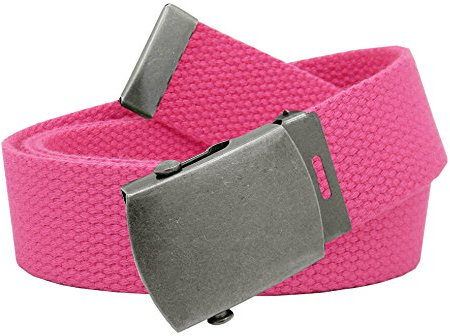 Build A Belt Boucle coulissante classique pour homme Argent antique 3,2 cm de large avec ceinture en toile, rose, XXXL 62-70