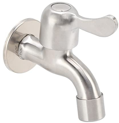 Qcwwy Robinet d'eau pour Machine à Laver, Robinet d'eau Froide Simple Mural en Acier Inoxydable avec Barboteur et Valve d'eau pour Buanderie, Salle de Bain, Machine à Laver, Vadrouille,