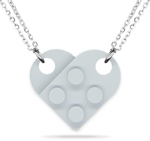 NumeroPhi 2 Halsketten mit echten Ziegeln, Herz-Anhänger, Valentinstag oder Hochzeitstag Idee