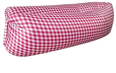 Surwin Wasserdichtes Aufblasbares Sofa,Tragbares Luft Sofa Aufblasbare, Air Lounger, Luftsofa Luftsack Für Outdoor, Strand, Reisen, Party, Camping Gadgets (rot kariert,70x185cm)